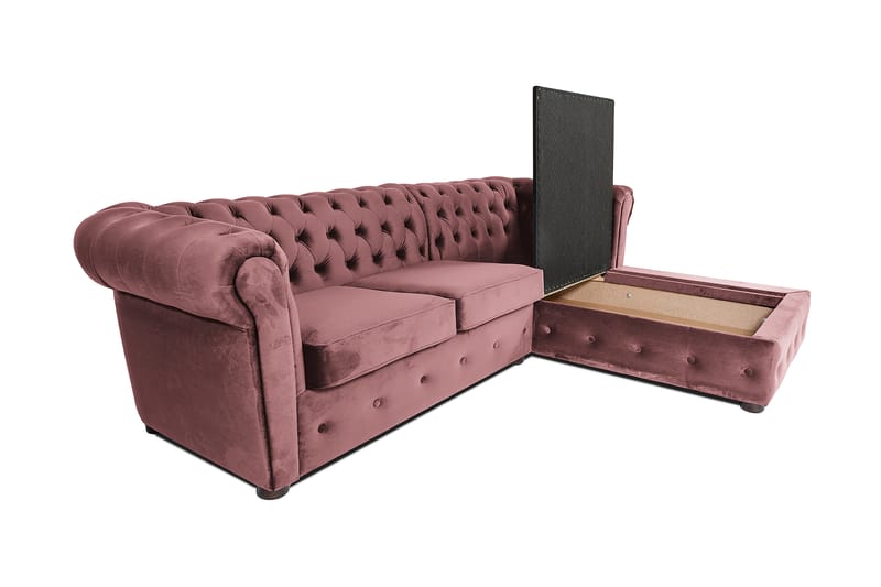 2-seters Sovesofa Chesterfield med sjeselong - Rosa - Møbler - Sofaer - Sovesofaer