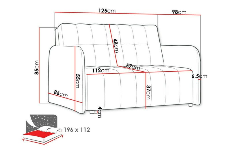 Denegal 2-seters Sovesofa - Mørkegrå - Møbler - Sofaer - Sovesofaer - 2 seters sovesofa