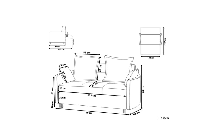 Shadricka Sovesofa - Grå - Møbler - Sofaer - Sovesofaer - 2 seters sovesofa