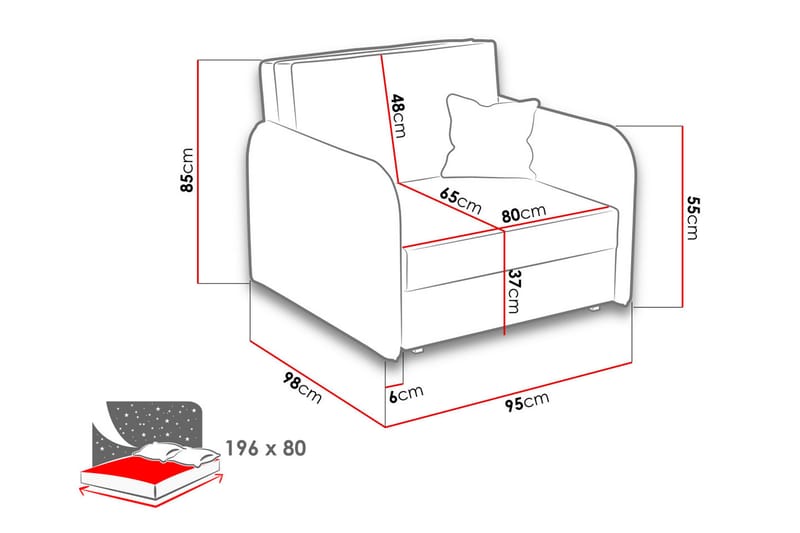 Viva Sovelenestol - Svart/Grå - Sovesofaer - Skinnsofaer - 4 seters sovesofa - 3 seters sovesofa - 2 seters sovesofa - Fløyel sofaer