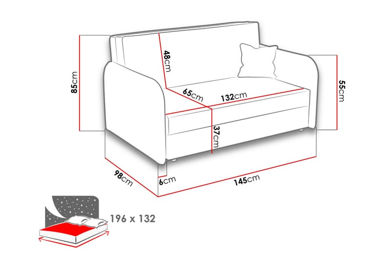 Viva Sovesofa - Svart/Grå - Møbler - Sofaer - Sovesofaer - 2 seters sovesofa