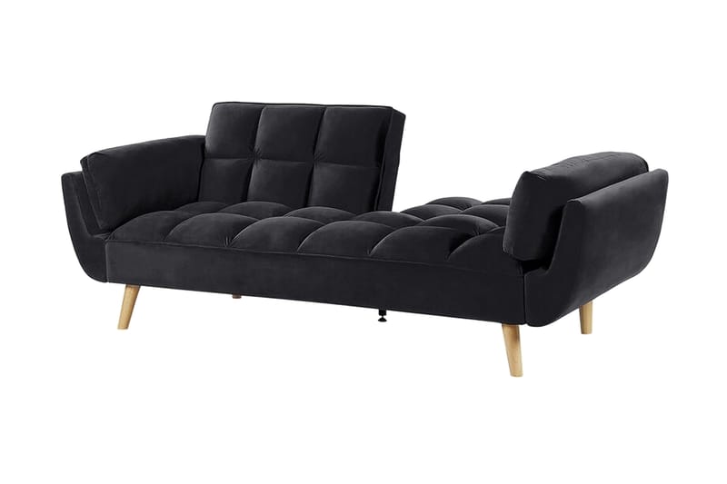 Asaby 3-seters Sovesofa - Fløyel/Svart - Møbler - Sofaer - Sovesofaer - 3 seters sovesofa