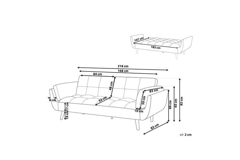 Asaby 3-seters Sovesofa - Fløyel/Svart - Møbler - Sofaer - Sovesofaer - 3 seters sovesofa