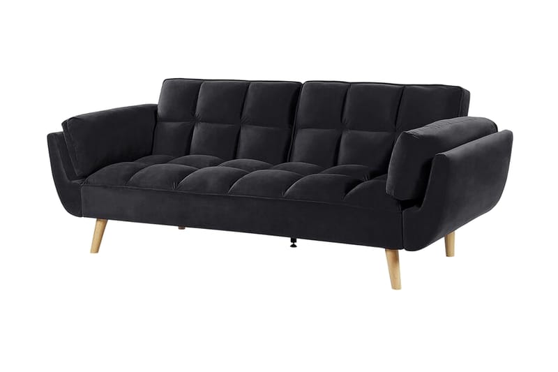 Asaby 3-seters Sovesofa - Fløyel/Svart - Møbler - Sofaer - Sovesofaer - 3 seters sovesofa