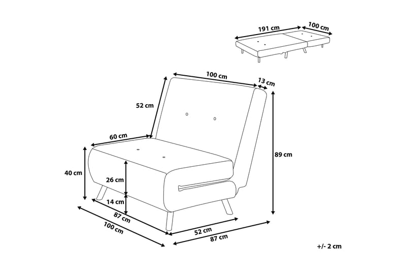 Farris Sovesofa 100 cm - Grå - Møbler - Sofaer - Sovesofaer - 3 seters sovesofa