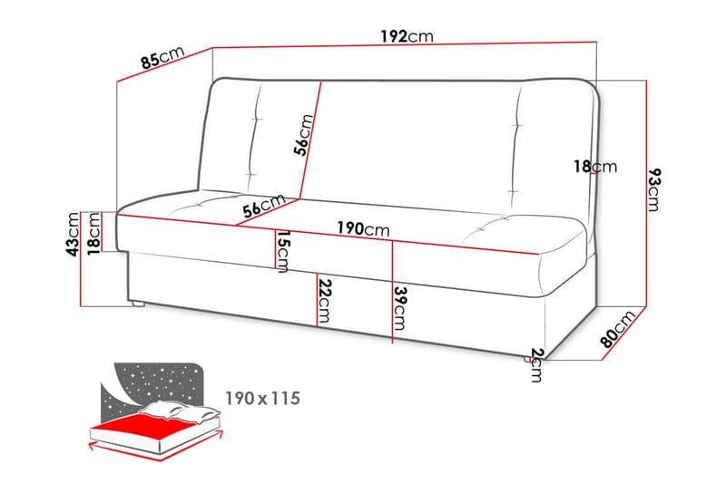 3-seters Sovesofa - Grå - Møbler - Sofaer - Sovesofaer