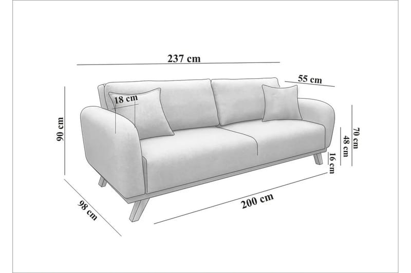 Malkiat Sovesofa - Antrasitt - Møbler - Sofaer - Sovesofaer - 3 seters sovesofa