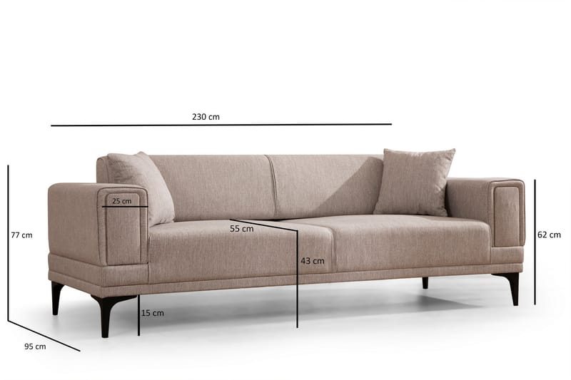 Naoko 3-seter Sovesofa - Lysebrun - Møbler - Sofaer - Sovesofaer - 3 seters sovesofa