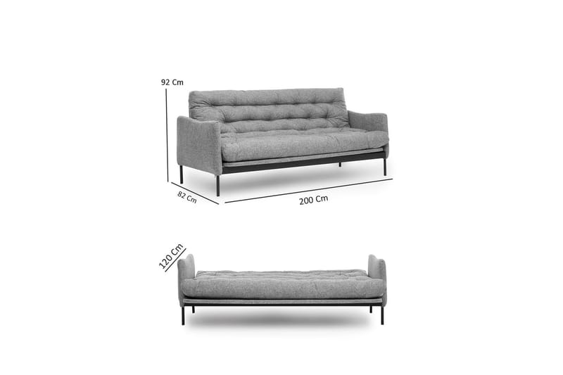 Renge Sovesofa - Mørkegrå - Møbler - Sofaer - Sovesofaer - 3 seters sovesofa