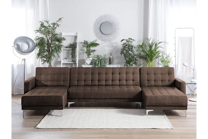 5-seters sofa med sovefunksjon brun Divansofa - Brun - Møbler - Sofaer - Sovesofaer