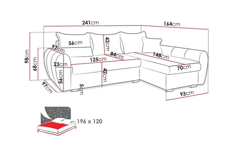 Abbeyfield 3-seters Hjørnesovesofa - Lysegrå/Mørkegrå - Møbler - Sofaer - Sovesofaer