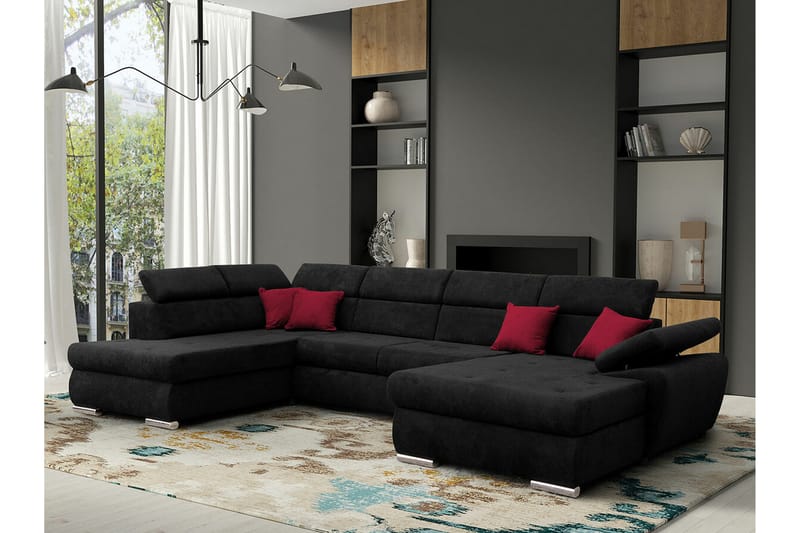 Abbeyfield 4-seters Hjørnesovesofa - Svart - Møbler - Sofaer - Sovesofaer