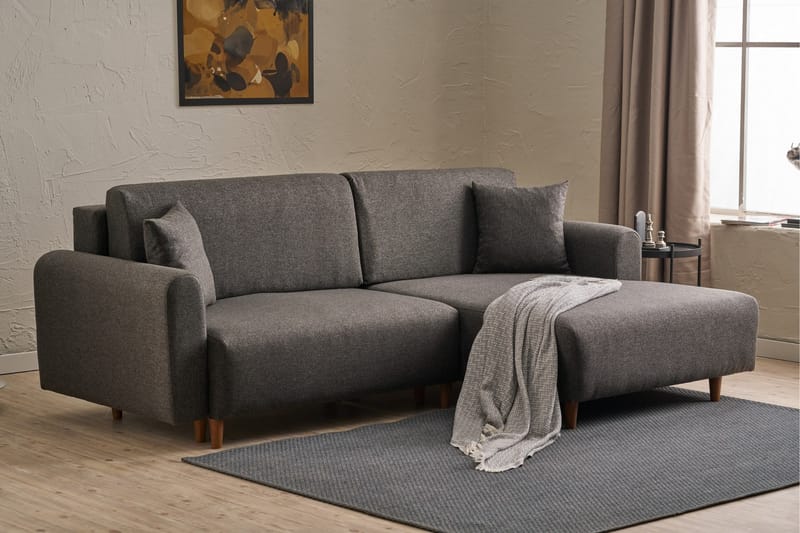 Alfie 4-seters Sovesofa med Divan - Antrasitt - Møbler - Sofaer - Sovesofaer