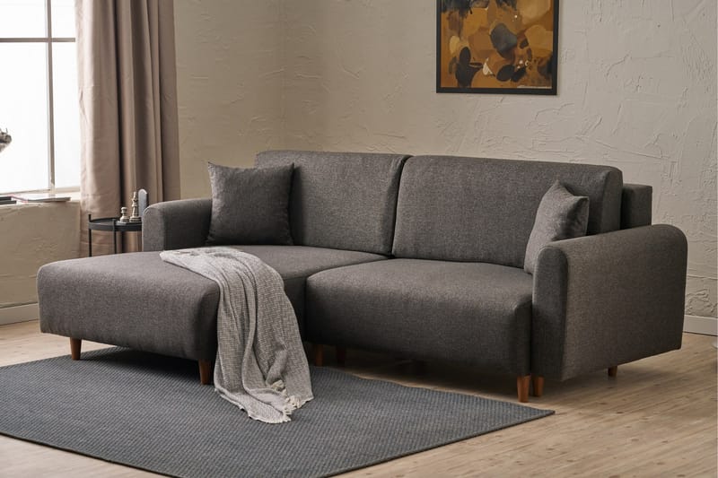 Alfie 4-seters Sovesofa med Divan - Antrasitt - Møbler - Sofaer - Sovesofaer