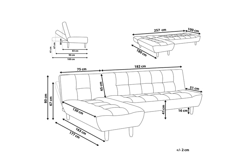 Alsten 4-seters Hjørnesovesofa - Hvit - Møbler - Sofaer - Sovesofaer