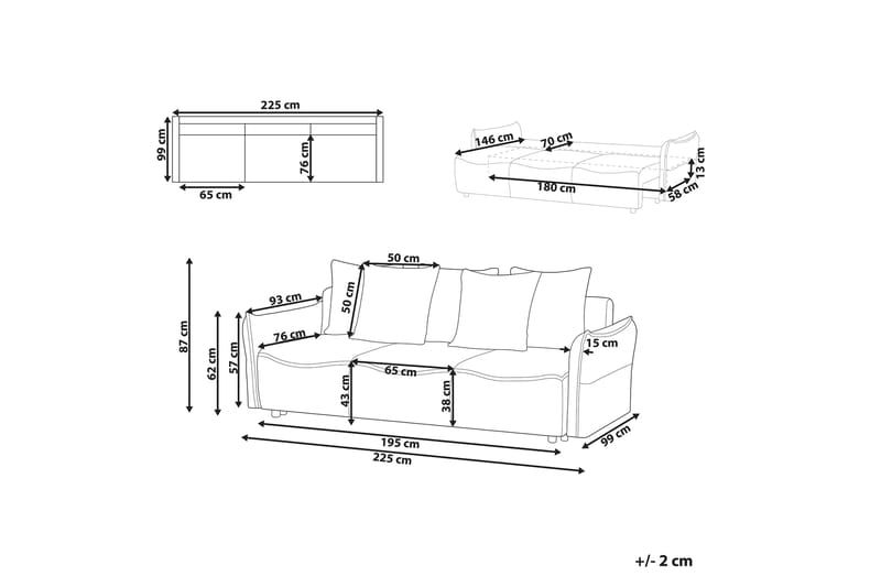 Balendin Sovesofa 3-seter - Beige/Svart - Møbler - Sofaer - Sovesofaer