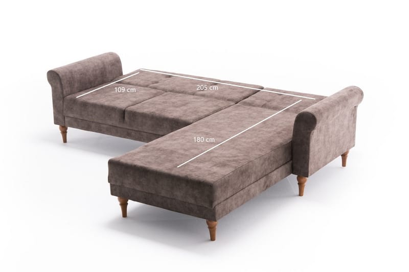 Benin Sovesofa m. Divan 4-seters 205x180 - Antrasitt - Møbler - Sofaer - Sovesofaer