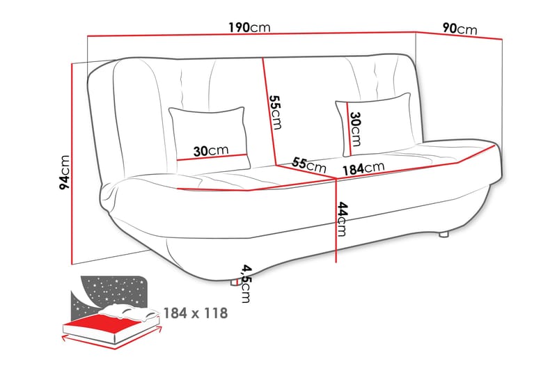 Burralla Sovesofa 2-seter - Grå - Møbler - Sofaer - Sovesofaer