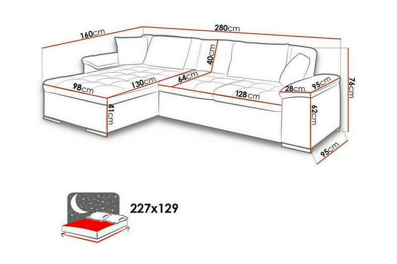 Camior 3-seters Hjørnesovesofa - Lysegrå - Møbler - Sofaer - Sovesofaer