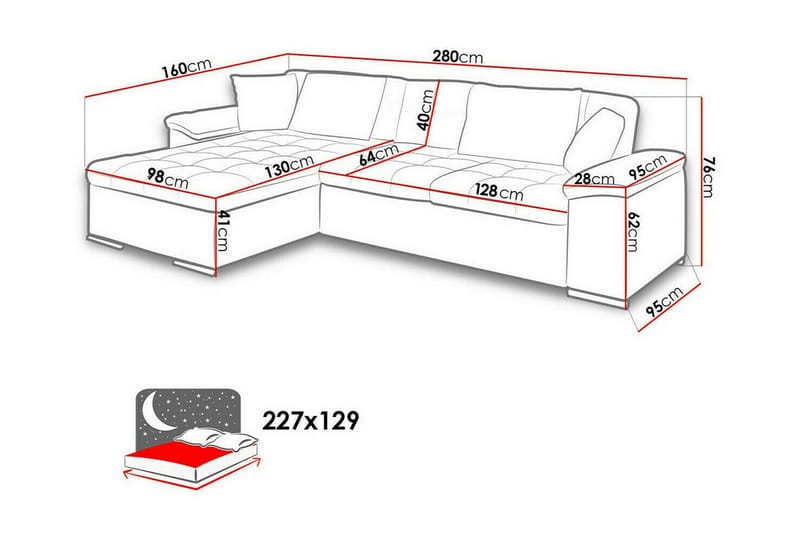 Camior 3-seters Hjørnesovesofa - Mørkeblå - Møbler - Sofaer - Sovesofaer