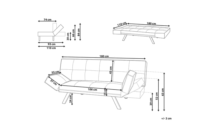 Cathleen Sovesofa 3-seter - Grå/Sølv - Møbler - Sofaer - Sovesofaer