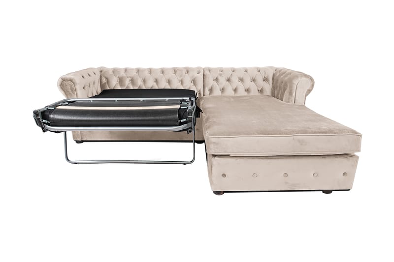 Chesterfield Deluxe Sovesofa 2-seters med Sjeselong - Beige - Møbler - Sofaer - Sovesofaer