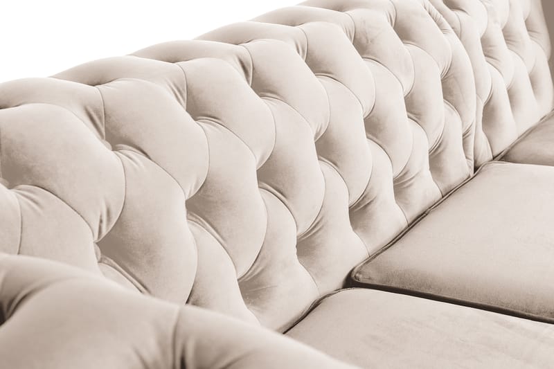 Chesterfield Deluxe Sovesofa 2-seters med Sjeselong - Beige - Møbler - Sofaer - Sovesofaer