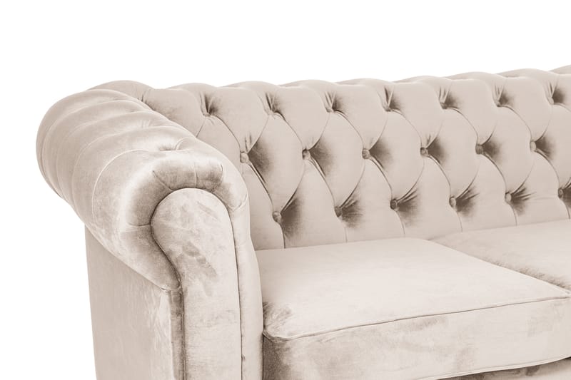 Chesterfield Deluxe Sovesofa 2-seters med Sjeselong - Beige - Møbler - Sofaer - Sovesofaer