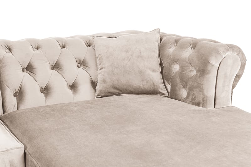 Chesterfield Deluxe Sovesofa 2-seters med Sjeselong - Beige - Møbler - Sofaer - Sovesofaer