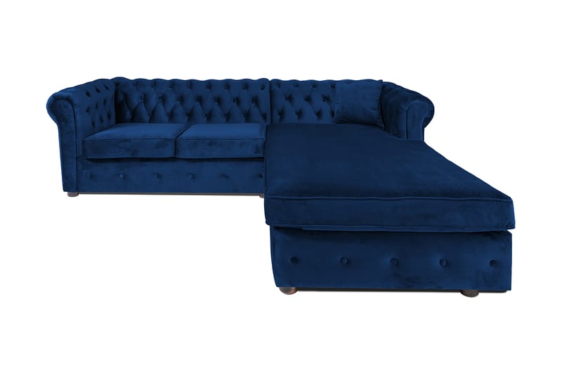 Chesterfield Deluxe Sovesofa 2-seters med Sjeselong - Blå - Møbler - Sofaer - Sovesofaer