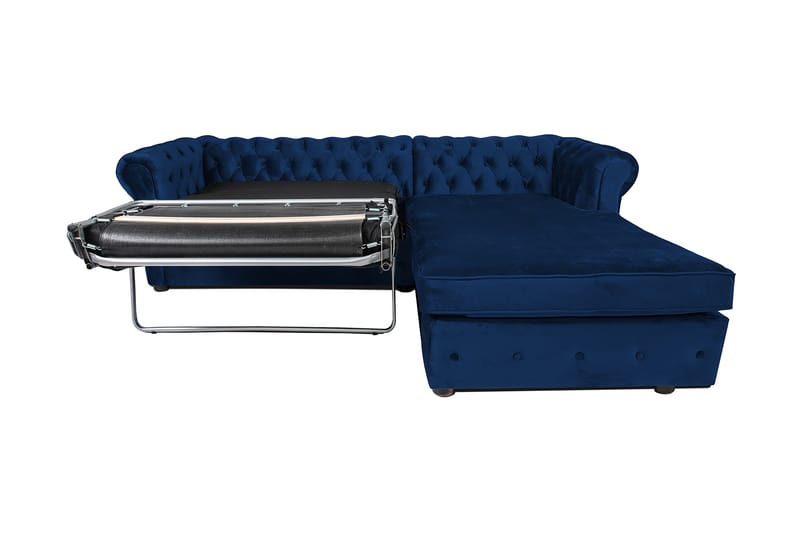 Chesterfield Deluxe Sovesofa 2-seters med Sjeselong - Blå - Møbler - Sofaer - Sovesofaer