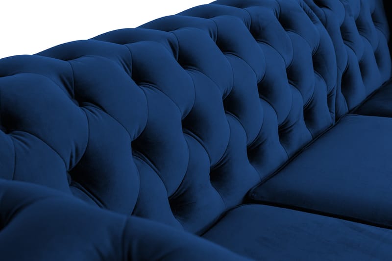 Chesterfield Deluxe Sovesofa 2-seters med Sjeselong - Blå - Møbler - Sofaer - Sovesofaer