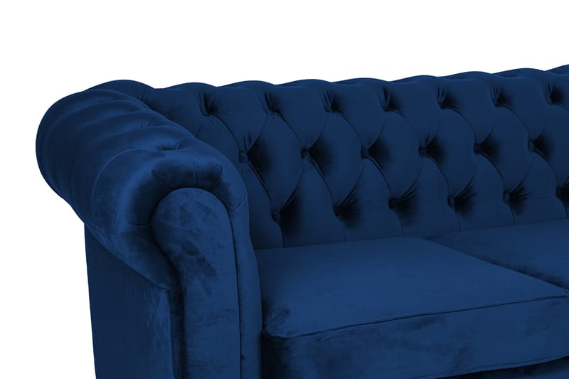 Chesterfield Deluxe Sovesofa 2-seters med Sjeselong - Blå - Møbler - Sofaer - Sovesofaer