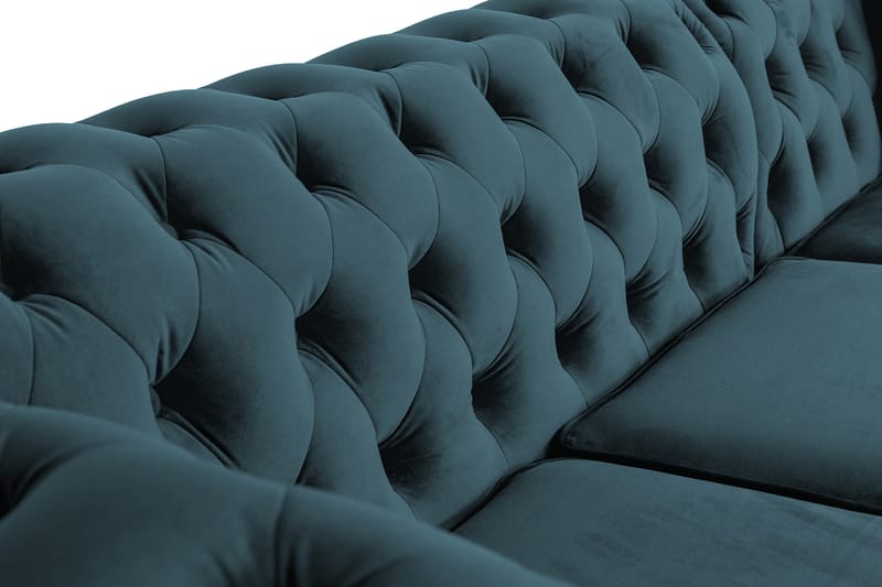 Chesterfield Deluxe Sovesofa 2-seters med Sjeselong - Blågrønn - Møbler - Sofaer - Sovesofaer