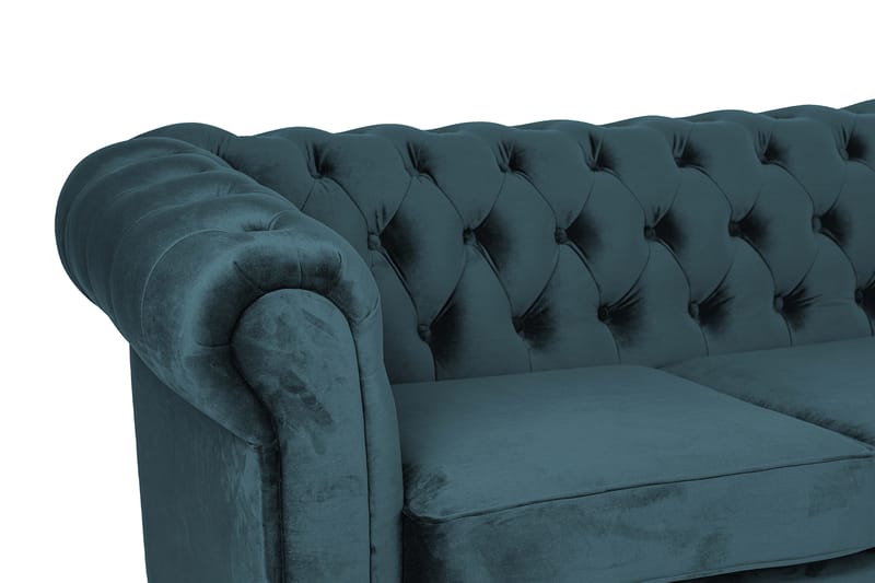 Chesterfield Deluxe Sovesofa 2-seters med Sjeselong - Blågrønn - Møbler - Sofaer - Sovesofaer