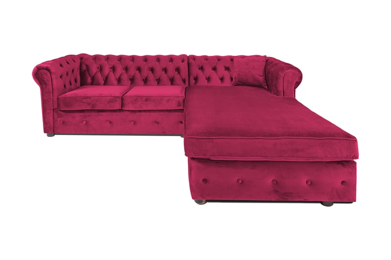 Chesterfield Deluxe Sovesofa 2-seters med Sjeselong - Cerise - Møbler - Sofaer - Sovesofaer