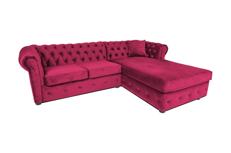 Chesterfield Deluxe Sovesofa 2-seters med Sjeselong - Cerise - Møbler - Sofaer - Sovesofaer