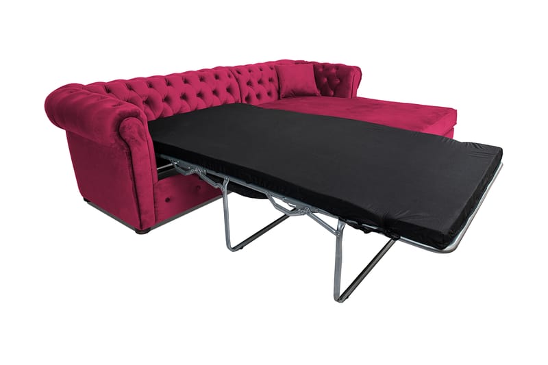 Chesterfield Deluxe Sovesofa 2-seters med Sjeselong - Cerise - Møbler - Sofaer - Sovesofaer