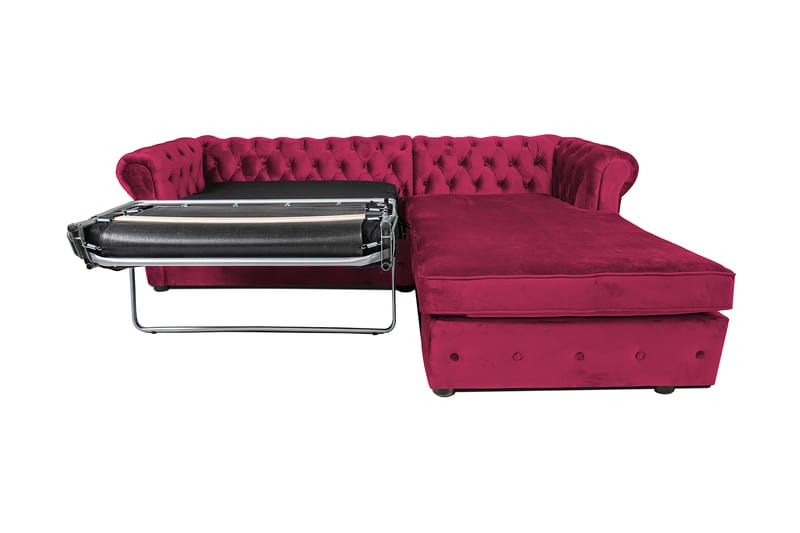 Chesterfield Deluxe Sovesofa 2-seters med Sjeselong - Cerise - Møbler - Sofaer - Sovesofaer