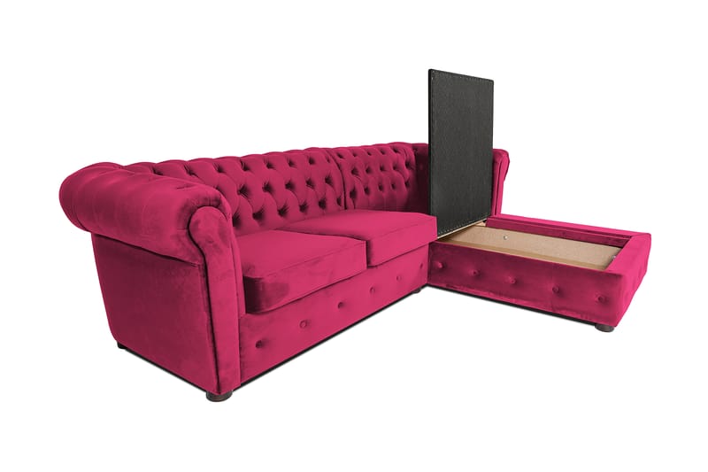 Chesterfield Deluxe Sovesofa 2-seters med Sjeselong - Cerise - Møbler - Sofaer - Sovesofaer