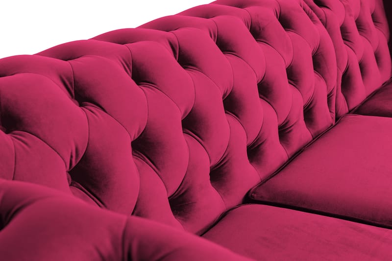 Chesterfield Deluxe Sovesofa 2-seters med Sjeselong - Cerise - Møbler - Sofaer - Sovesofaer