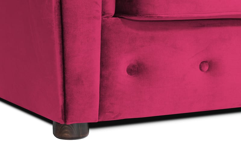 Chesterfield Deluxe Sovesofa 2-seters med Sjeselong - Cerise - Møbler - Sofaer - Sovesofaer