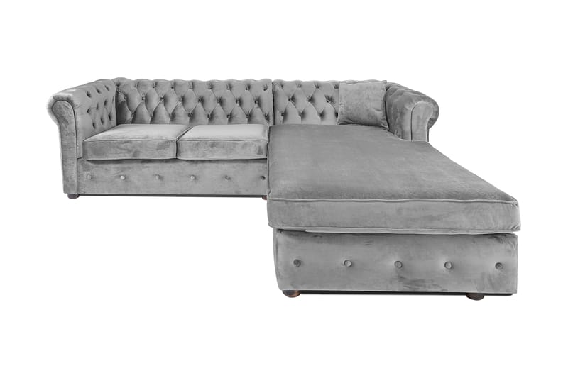 Chesterfield Deluxe Sovesofa 2-seters med Sjeselong - Grå - Møbler - Sofaer - Sovesofaer