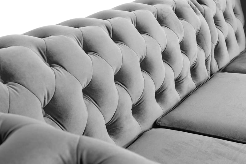 Chesterfield Deluxe Sovesofa 2-seters med Sjeselong - Grå - Møbler - Sofaer - Sovesofaer