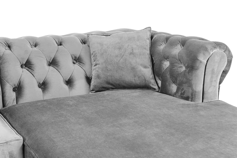 Chesterfield Deluxe Sovesofa 2-seters med Sjeselong - Grå - Møbler - Sofaer - Sovesofaer