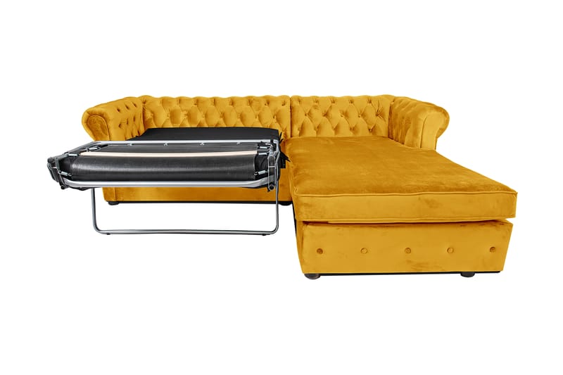 Chesterfield Deluxe Sovesofa 2-seters med Sjeselong - Gul - Møbler - Sofaer - Sovesofaer