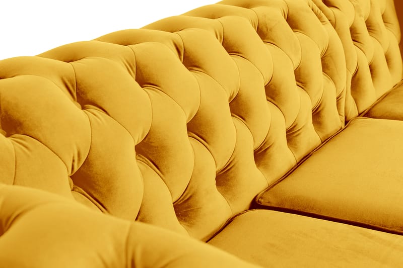 Chesterfield Deluxe Sovesofa 2-seters med Sjeselong - Gul - Møbler - Sofaer - Sovesofaer