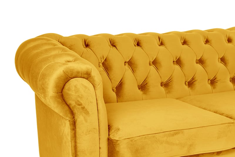 Chesterfield Deluxe Sovesofa 2-seters med Sjeselong - Gul - Møbler - Sofaer - Sovesofaer