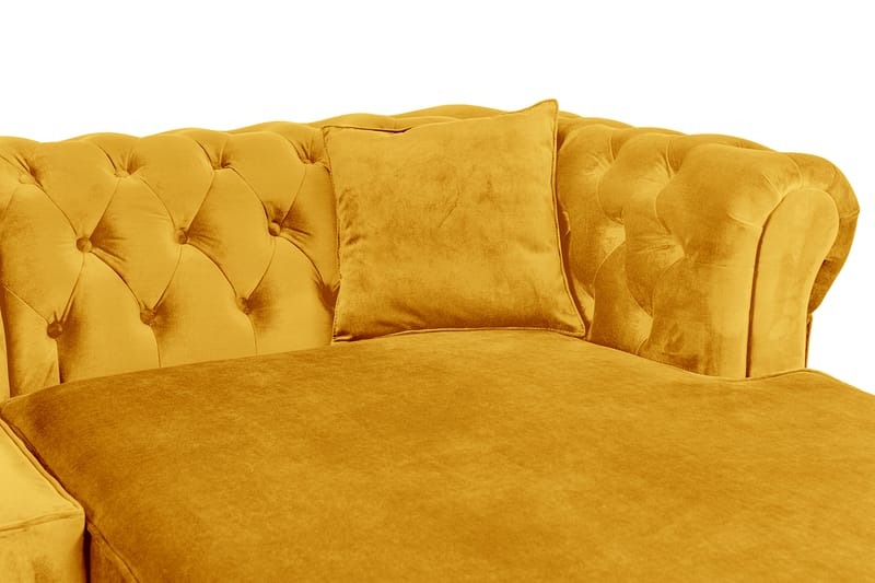 Chesterfield Deluxe Sovesofa 2-seters med Sjeselong - Gul - Møbler - Sofaer - Sovesofaer