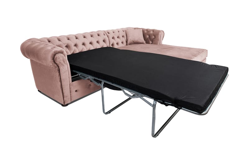 Chesterfield Deluxe Sovesofa 2-seters med Sjeselong - Lysrosa - Møbler - Sofaer - Sovesofaer